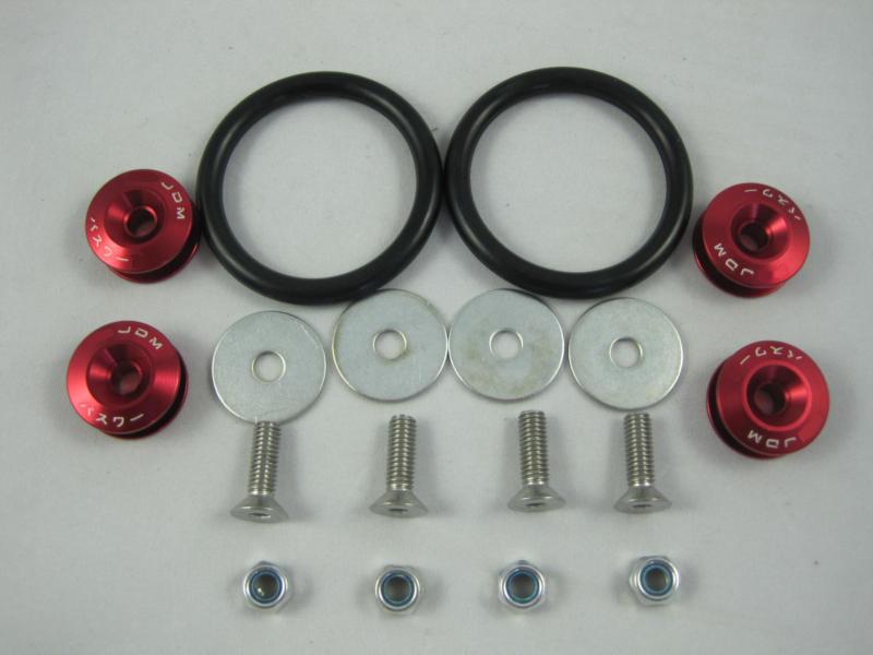 Red jdm quick release fasteners kit for bumper & trunk hatch car/truck universal