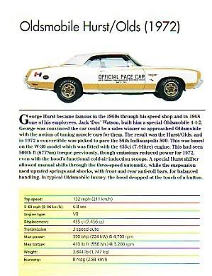 1972 hurst olds convertible indy pace car article - must see!! - free shipping!!