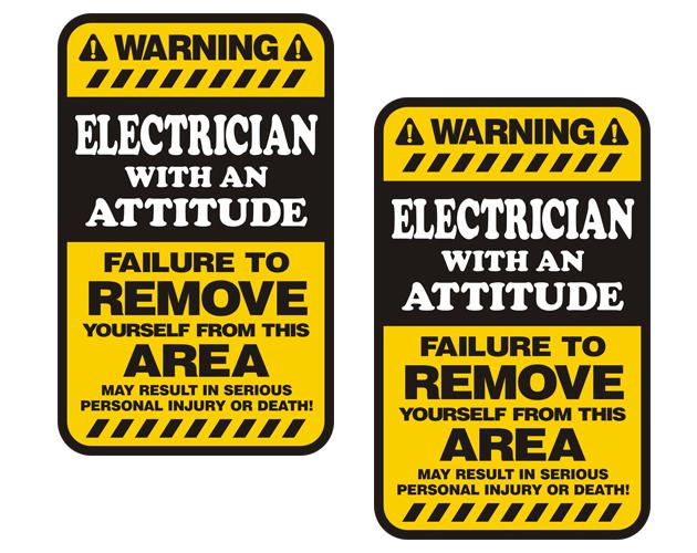 Electrician warning yellow decal set 3"x1.8" lineman hard hat vinyl sticker zu1