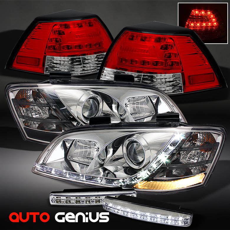 08-09 g8 drl projector headlights + red clear led tail lights + daytime led drl