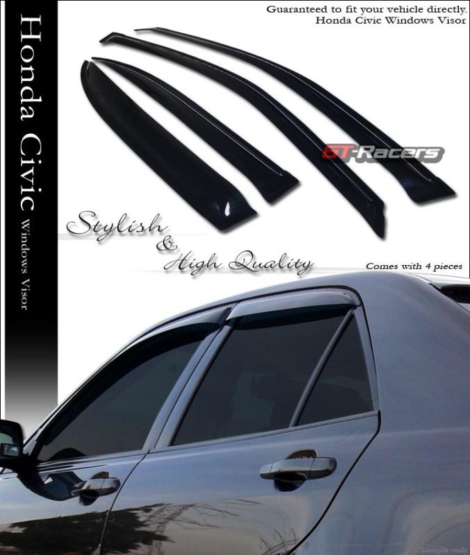 Sun/rain/wind guard shade deflector window visor v2 2001-2005 honda civic 4d 4dr