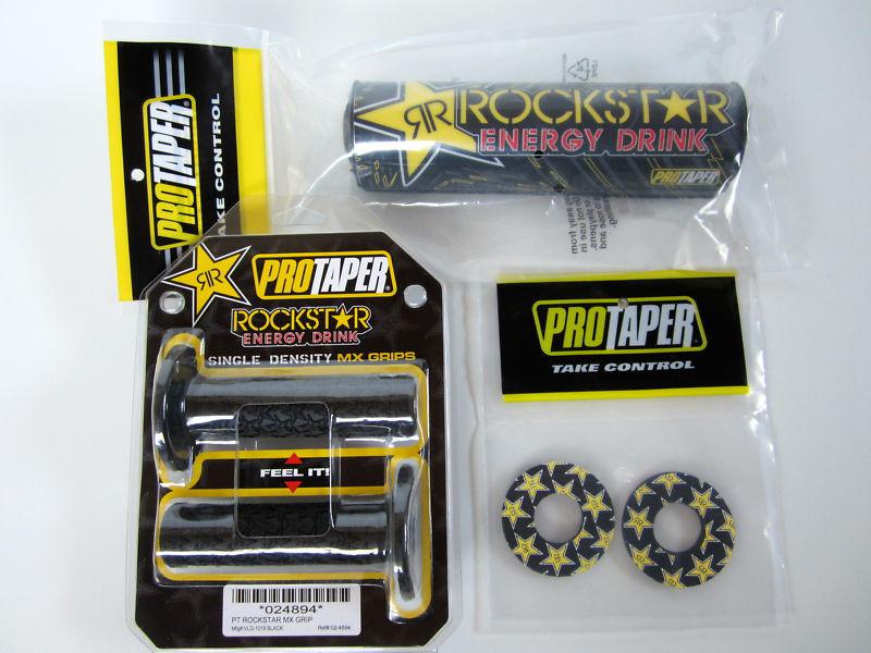 Rockstar energy pro taper protaper mx grips 8" crossbar bar pad grip donuts set