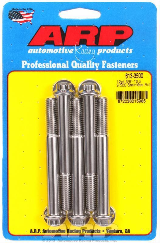 Arp bolts 12-point head stainless 300 polished 3/8"-16 rh thread 3.500" uhlof5