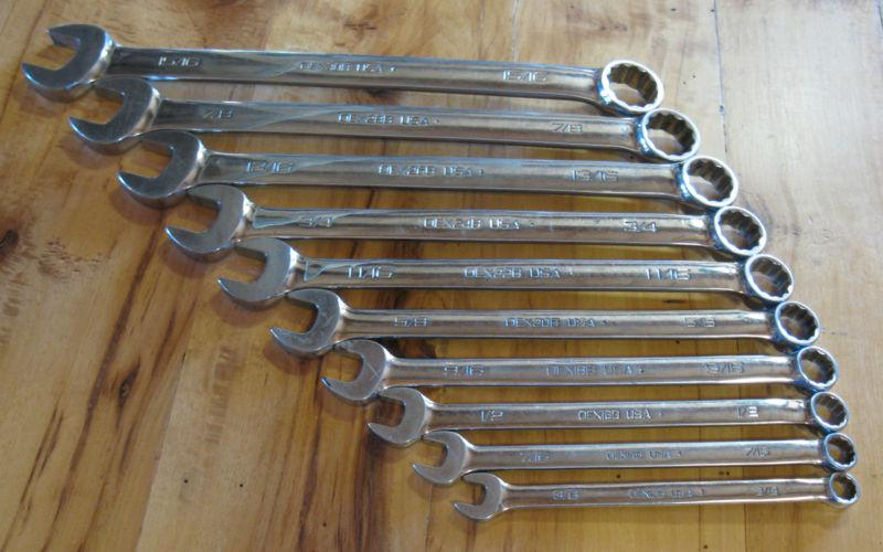 Snap-on tools 10 piece flank drive standard sae combination box wrench set - usa