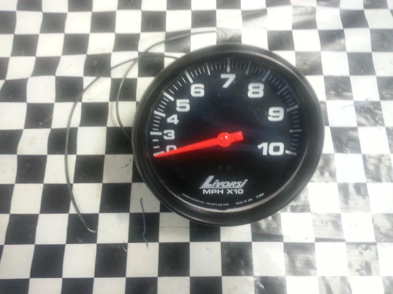 Livorsi mechanical speedo 4-5/8 chrome bezel black face 100mph baja fountain