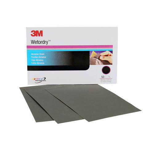 3m 1200 grit wet or dry black abrasive sandpaper 5.5" x 9" sheet 50pk 2622