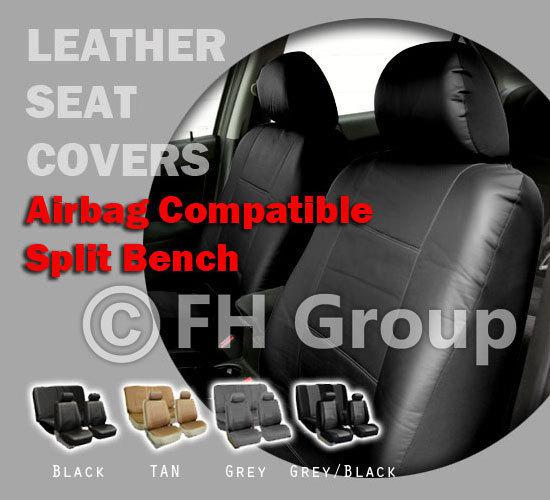 Airbag ready & split bench pu leather car seat covers + 2 bucket covers black