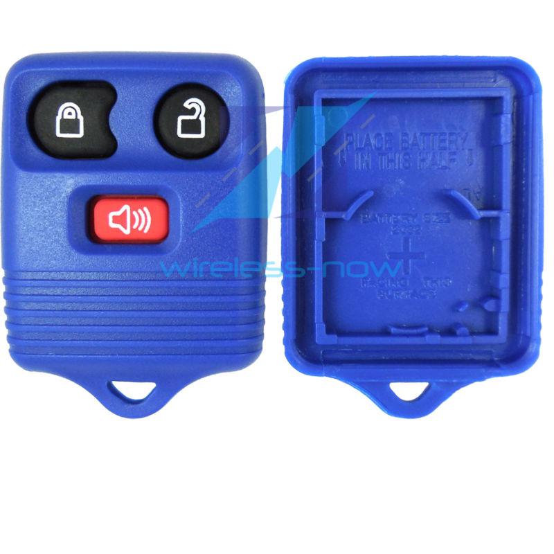 New blue replacement remote keyless entry key fob clicker case shell rubber pad