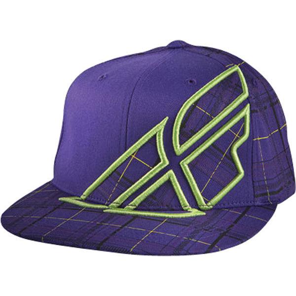 Purple l/xl fly racing plaid f-wing flex-fit hat