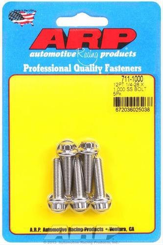 Arp bolts 12-point head stainless 300 polished 1/4"-28 rh thread 1" uhl setof5