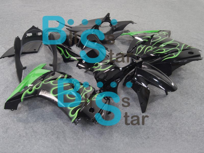 W4 fairing set bodywork green flame fit ex250 250r 2008-2012 2009 2010 2011 e48