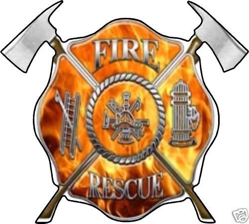 Fire & rescue maltisse cross firefighter decal  23"x24"