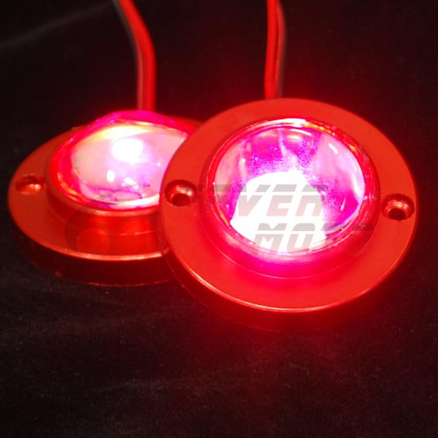 Red car motorcycle round power led decorative strobe flash light lamp adorn pair