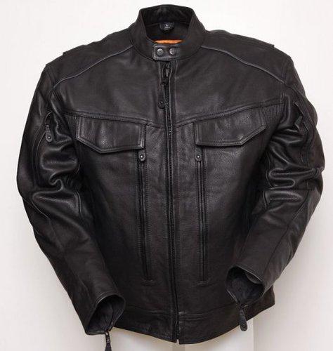 Fmc size 2x men's updated black leather scooter utility jacket motorcycle jacket