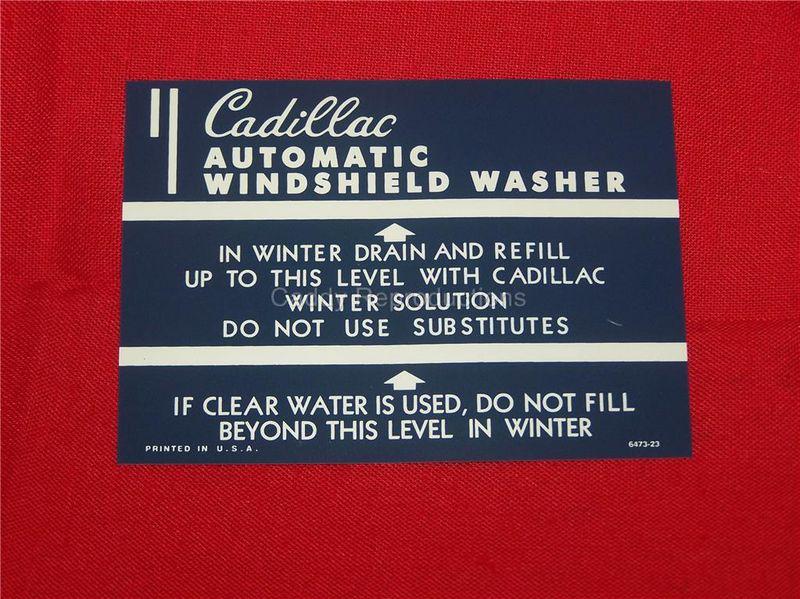 1948 1949 1950 1951 1952 cadillac windshield washer jar decal