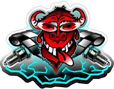 1 - 4" x 5" hot rod rat rod auto speed demon decal sticker spark plug 701