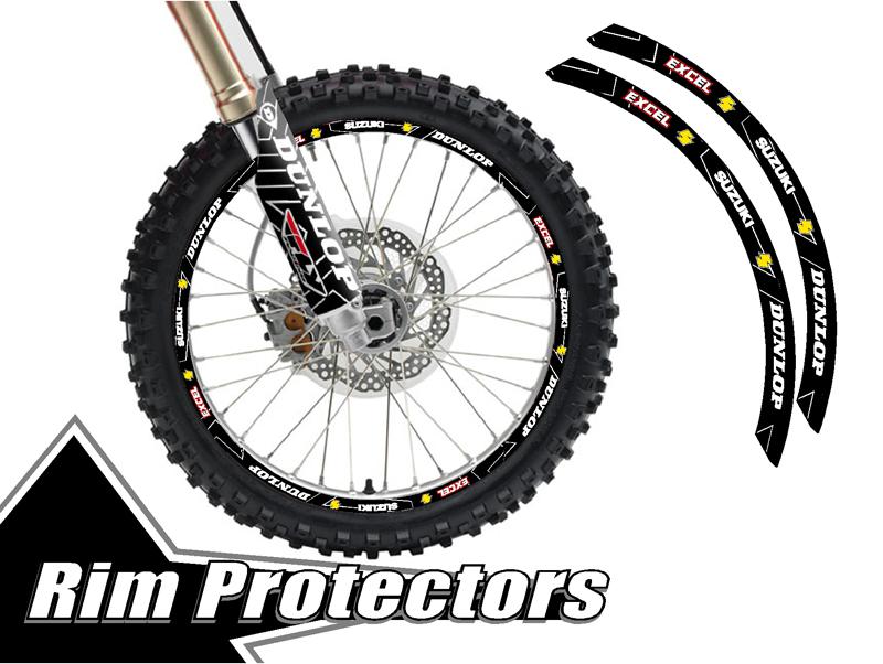 10 & 10 inch dirtbike rim protectors 10" wheel decals dirt bike tape graphics bs