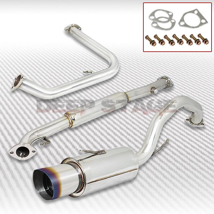 Stainless cat back exhaust 4"burnt tip muffler 00-05 mitsubishi eclipse 2.4 4g64
