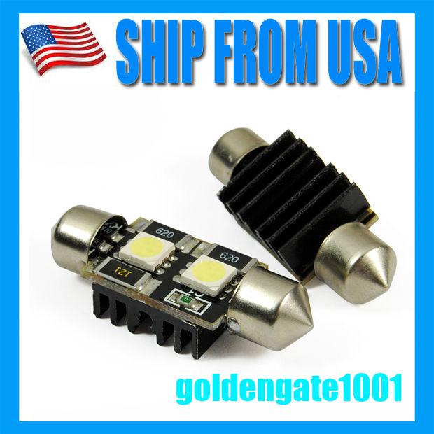 Us universal fit white led festoon interior dome light lamp bulb 2 pcs 2 smd