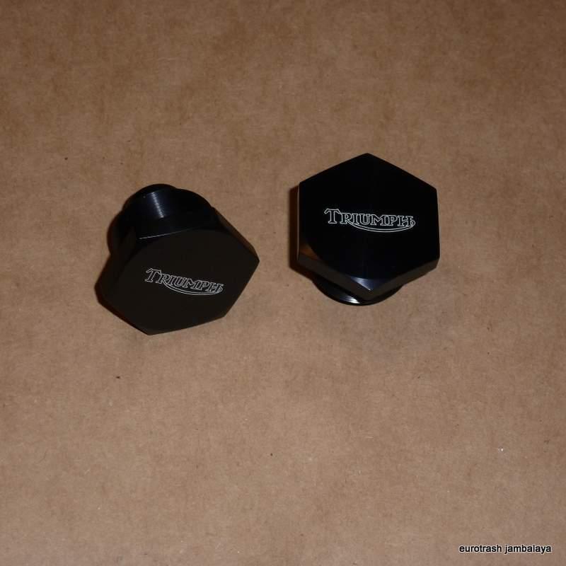 Triumph 650 750 fork nut set custom engraved 97-4008 97-4258 us-made '71-on