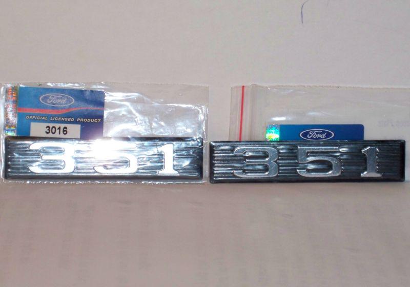 69-70 ford mustang 351 hood scoop emblem pair metal stick on 