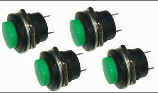 * 4 * green momentary on/off 12 volt electric switch (switches)....#vhb-2/4