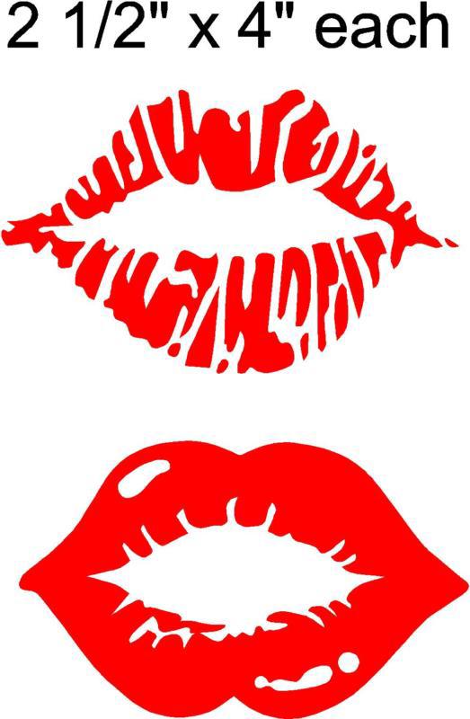 Lips decals (pair) for auto/window/wall/laptop/tablet 2 1/2" x 4" each