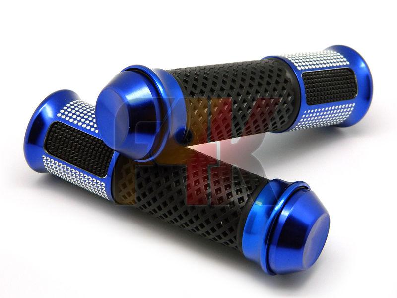 Blue motorcycle sports bikes handle bar rubber gel hand grips w/ bar end plug