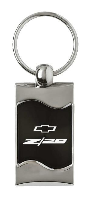 Chevrolet camaro black rectangular wave key chain ring tag key fob logo lanyard