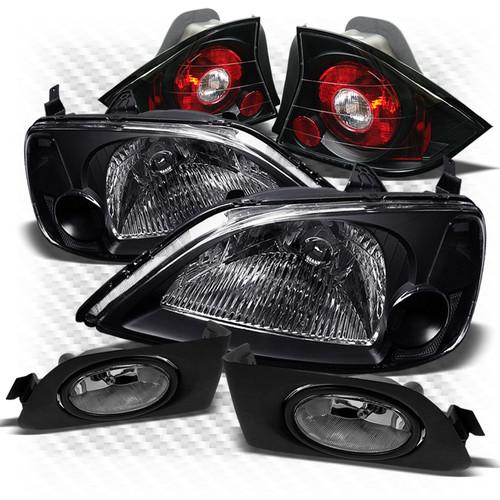 01-03 civic 2dr black headlights + altezza style tail lights + smoked fog lights