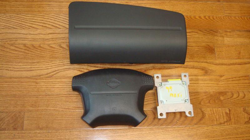 1998 99 nissan maxima oem black driver & passenger airbags w/module #13003-72013