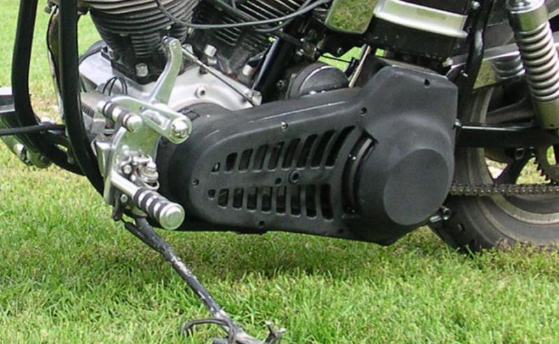 Shovelhead slotted primary cover old school wrinkle powder coated