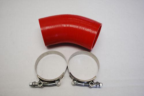 2.5" 45 degree silicone hose 45 degree 2.5" coupler red+ 2 t bolts clamp 