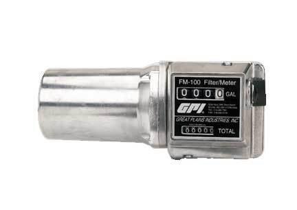 Gpi fm-100 mechanical fuel meter 1in npt inlet/outlet- 3-digit display(litres)