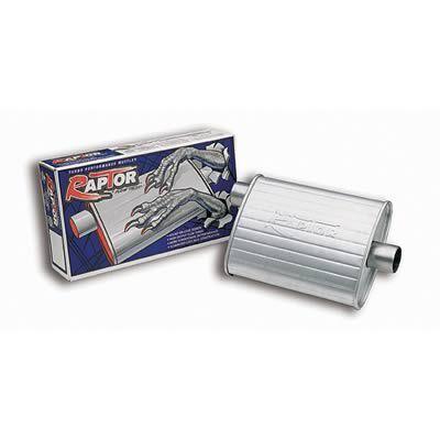 Flowtech muffler raptor turbo 2 1/4" inlet/2 1/4" outlet aluminized steel each