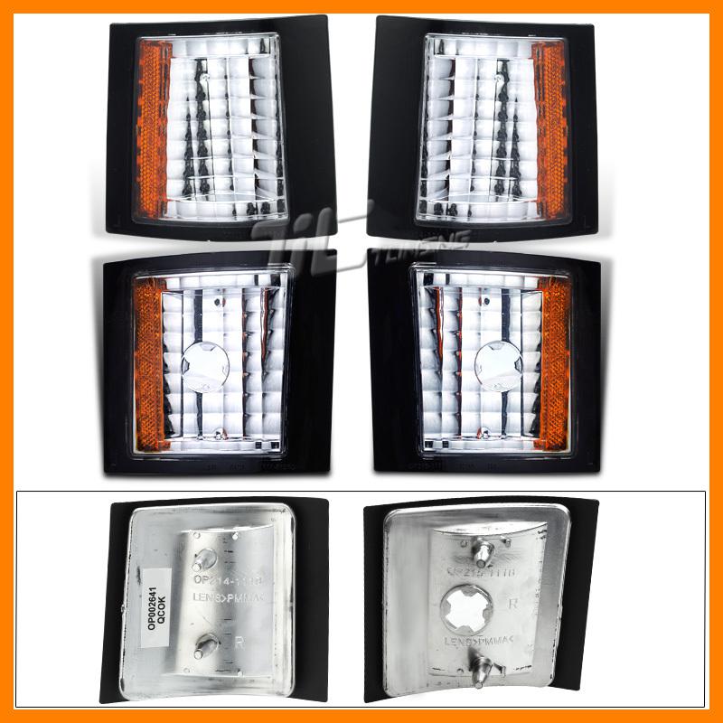 94-99 chevy suburban tahoe chrome corner lights lamps w/amber reflector set