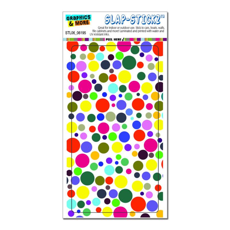 Rainbow polka dots white - slap-stickz™ car window locker bumper sticker