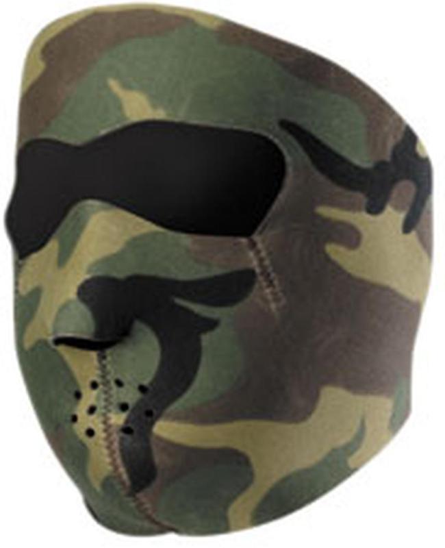 Zan cold weather water/wind resistant neoprene facemask,woodland camo/green,osfm