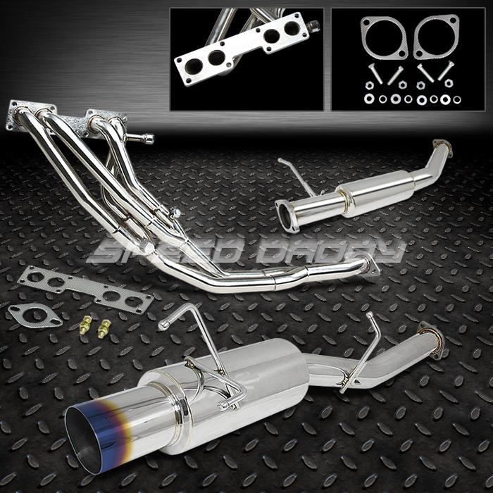 4" burnt tip muffler catback/cat back+header exhaust 89-94 nissan 240sx s13 sohc