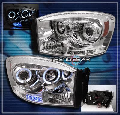 06-09 dodge ram halo led projector headlight lamp clear 07 08 1500 2500 3500 set