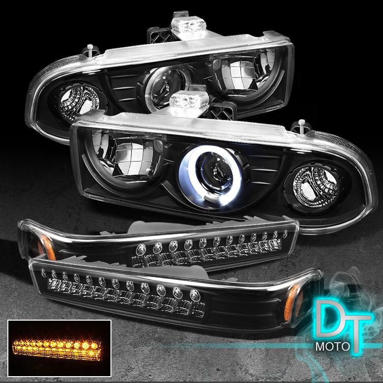 98-04 s10 blazer projector blk head lights+led bumper