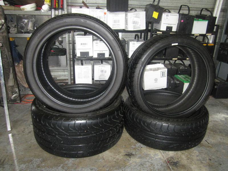 “4 matching tires 2500 miles p zero 235/35 zr 19 and 285/35 zr 19 corsa tires”