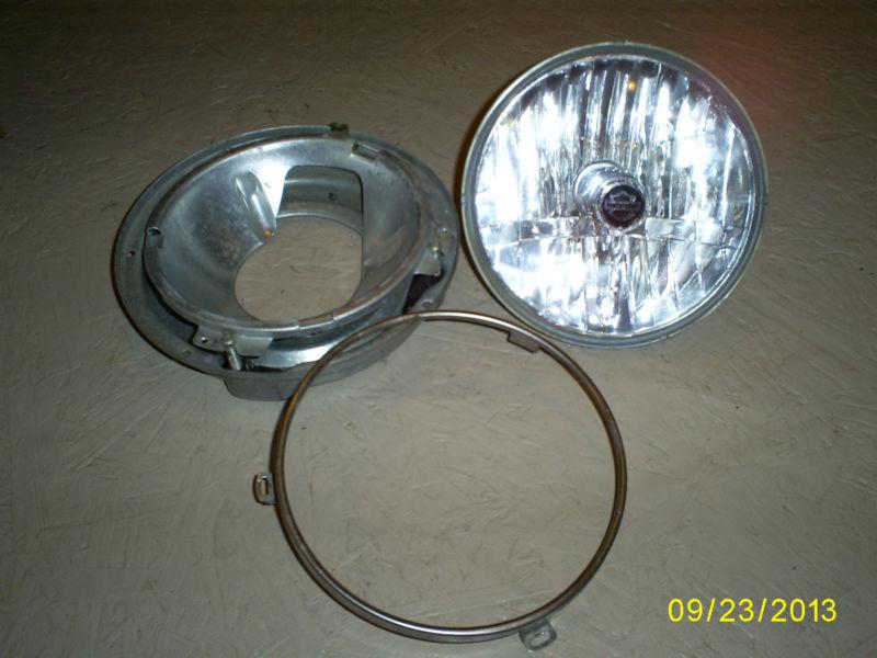 Harley davidson stock headlamp w/ bucket and lamp ring hd logo headlight touring