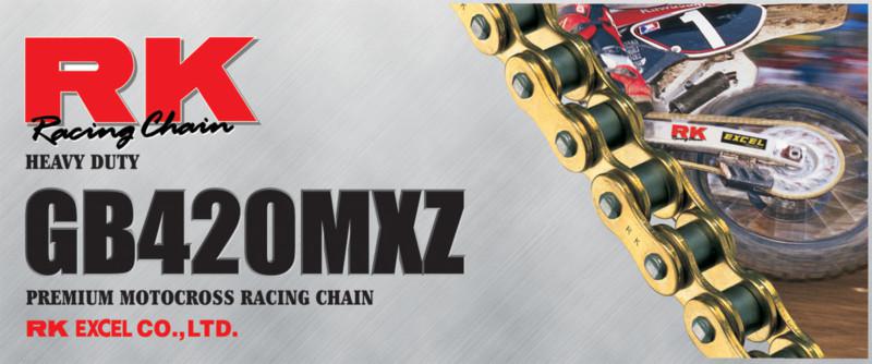 Rk motorcycle chain heavy duty gb420mxz126 gb420mxz-126 gb420mxz gold 126 links