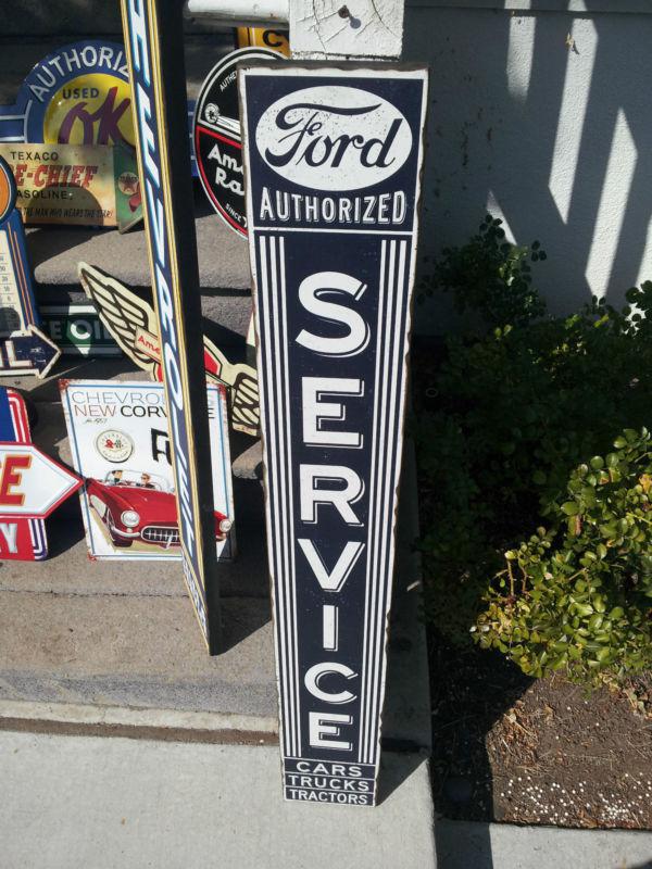 Huge 42" ford authorized service cars trucks tractors wood sign vintage styling 