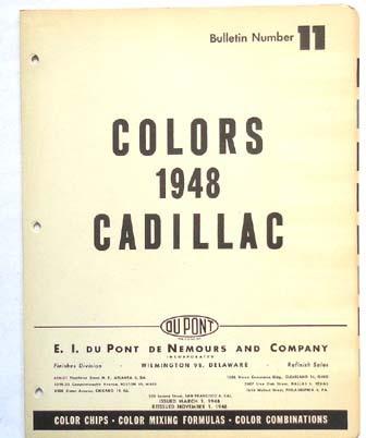 1948 cadillac dupont color paint chip chart all models original