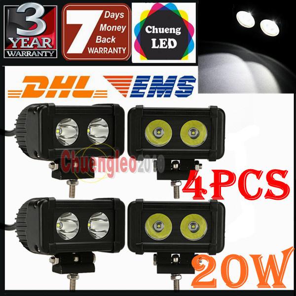 4x 4.5inch 20w cree led work light bar 2000lm spot beam offroad fog lamp suv 