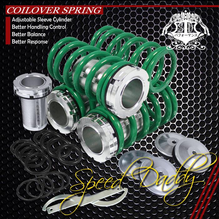 Front+rear scale coilover 0-3" spring/springs 88-00 civic eg ej1 ek9 em1 green