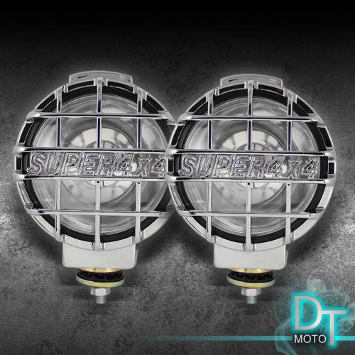 6" 4x4 chrome fog lights+removable stone guard+switch+bulbs jeep truck suv atv