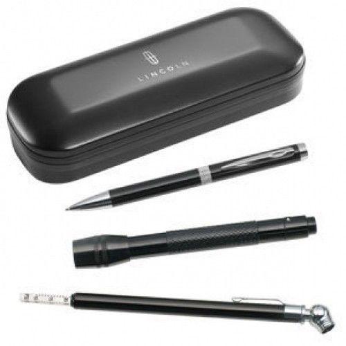 New lincoln flashlight tire pressure gauge twist action pen black owner gift set